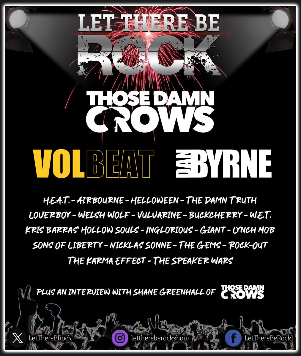 Let There Be Rock (@lettherebrock) on Twitter photo ⭐️Tonight (11th April) Let There Be Rock takes over the airwaves of 2 local stations, 8-10pm on <a href="/Phoenix967FM/">Phoenix 96.7 FM</a> and slightly earlier 7-9pm on <a href="/CValleyRadio/">Calder Valley Radio</a> 🤘🏻🎸
Ft <a href="/ThoseDamnCrows/">Those Damn Crows</a> <a href="/VOLBEAT/">Volbeat</a> <a href="/danbyrne_/">Dan Byrne</a> <a href="/WeAreInglorious/">Inglorious</a> <a href="/SonsLibertyUK/">Sons of Liberty</a> <a href="/Buckcherry/">Buckcherry</a> + many more!
#RockShow #NewReleases ⭐️Tonight (11th April) Let There Be Rock takes over the airwaves of 2 local stations, 8-10pm on <a href="/Phoenix967FM/">Phoenix 96.7 FM</a> and slightly earlier 7-9pm on <a href="/CValleyRadio/">Calder Valley Radio</a> 🤘🏻🎸
Ft <a href="/ThoseDamnCrows/">Those Damn Crows</a> <a href="/VOLBEAT/">Volbeat</a> <a href="/danbyrne_/">Dan Byrne</a> <a href="/WeAreInglorious/">Inglorious</a> <a href="/SonsLibertyUK/">Sons of Liberty</a> <a href="/Buckcherry/">Buckcherry</a> + many more!
#RockShow #NewReleases