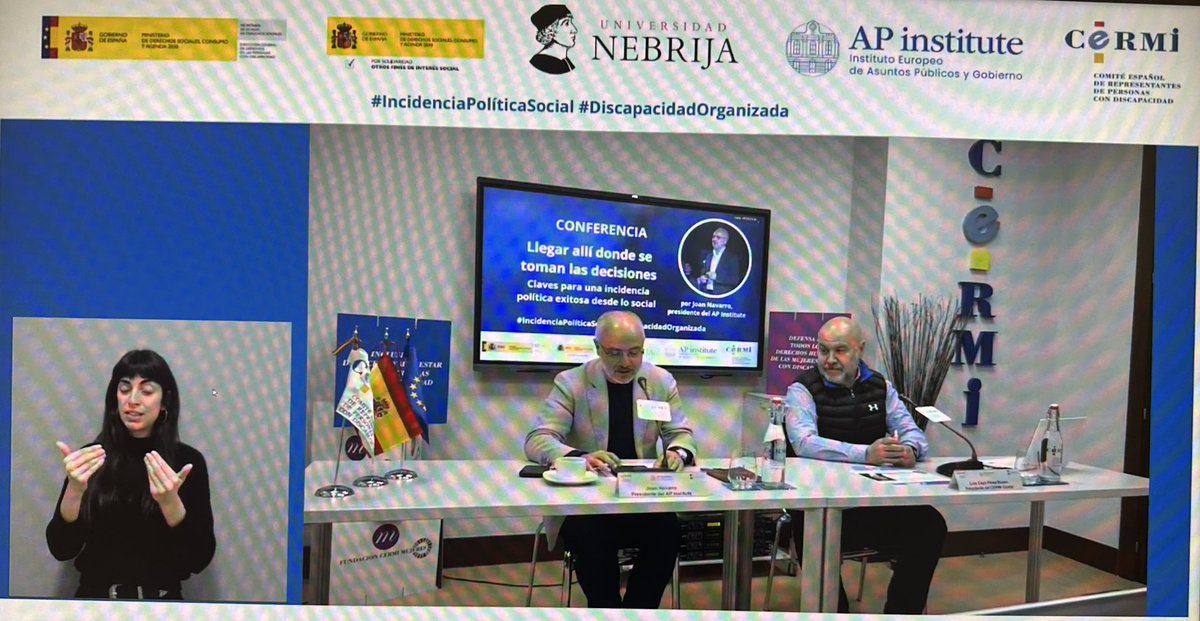 attitudefr_go's tweet photo. Enhorabuena @Cermi_Estatal por la organización de la sesión/ conferencia sobre la incidencia política y los asuntos públicos “Llegar allí donde se toman las decisiones”,intervienen el presidente de CERMI @luiscayoperez y el presidente de #APInstitute Joan Navarro. #discapacidad https://t.co/GuiUnBHjjG