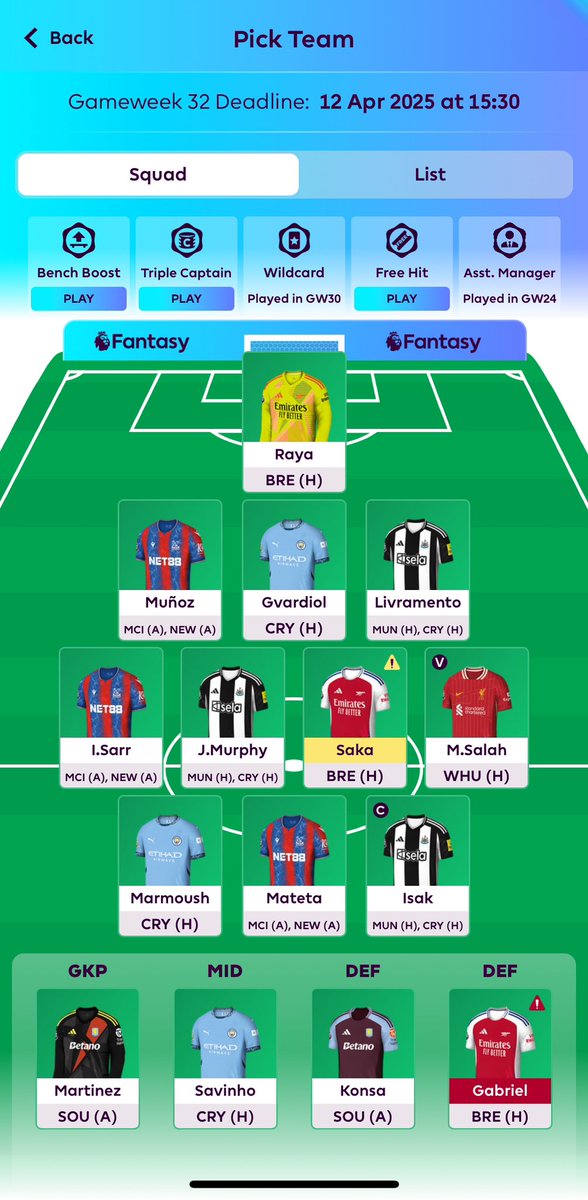 kavvvit's tweet photo. @FPL_Harry Have TC, FH and BB left https://t.co/mjSXEww9jw