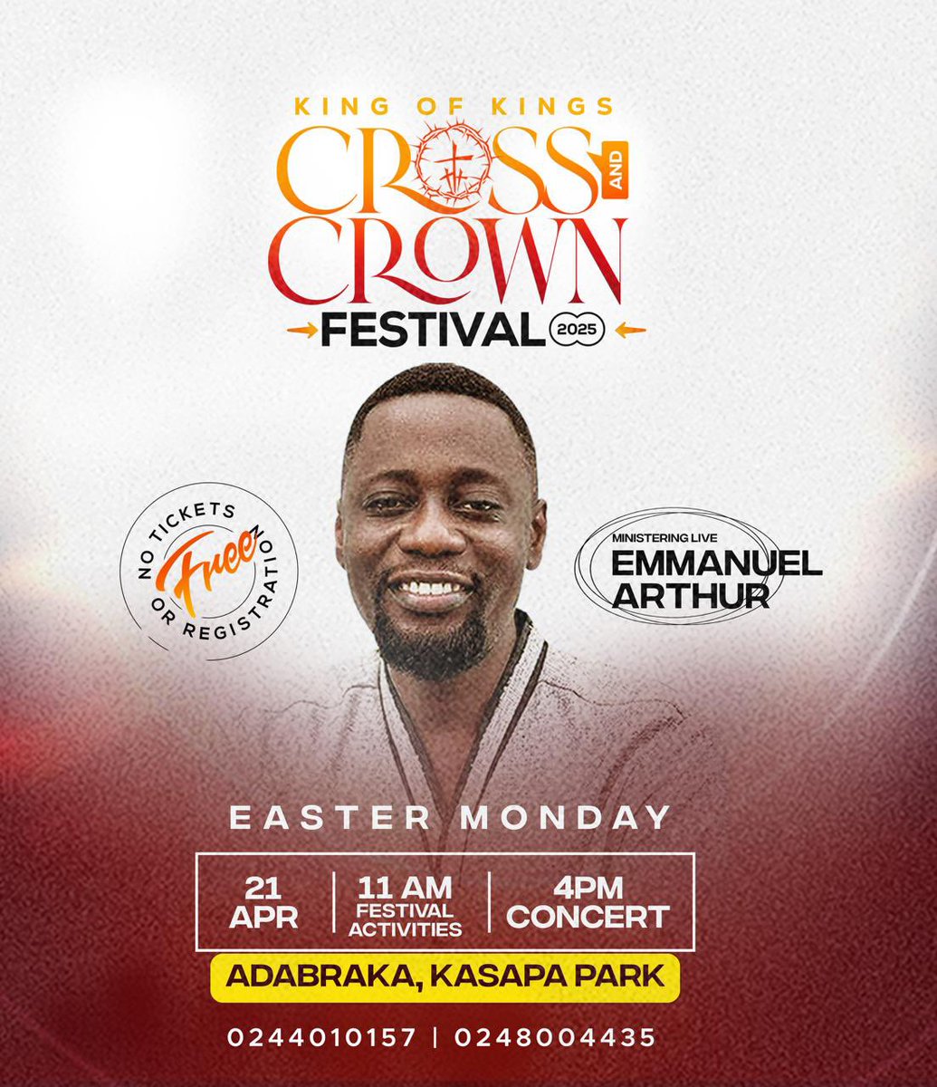 crossncrownfest's tweet photo. EMMANUEL ARTHUR is bringing the fire! With powerful vocals &amp; passion. He’s abt to lift the roof at Cross &amp; Crown Festival! Come ready to praise like never before! 🙌🔥

#CrossAndCrownFestival #EmmanuelArthur #GospelVibes #UrbanPraise #FAADEnt #ChurchVibe #Redemption #KingOfKings https://t.co/xzXKR50qJx