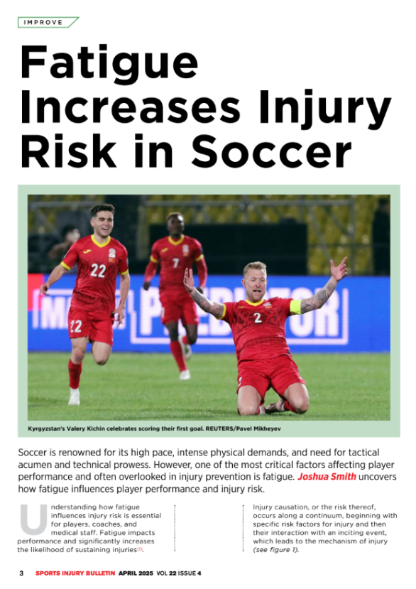 Soccer is high paced. However, one of the most critical factors affecting player performance and often overlooked in injury prevention is fatigue. 

Joshua Smith uncovers how fatigue influences player performance and injury risk.

⚽️⚽️👀👇😓😓

sportsinjurybulletin.com/anatomy/fatigu…