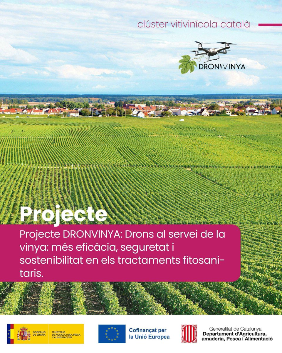 clusterinnovi's tweet photo. PROJECTE | Sabies que DRONVINYA pot revoluciona els tractaments fitosanitaris a la vinya amb drons?
#clústerinnovi #innovació #INNOVI #sostenibilitat #viticultura #DRONVINYA #dron #tractaments #fitosanitari @agriculturacat @ruralcat @EIPAGRI_SP @redPAC_ #GrupsOperatiusCat https://t.co/NIDja3L5RO
