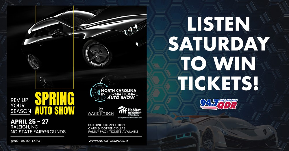 Listen all day Saturday to win your tickets to the NC International Auto Show! Your first chance to win is just after 10am on Saturday!