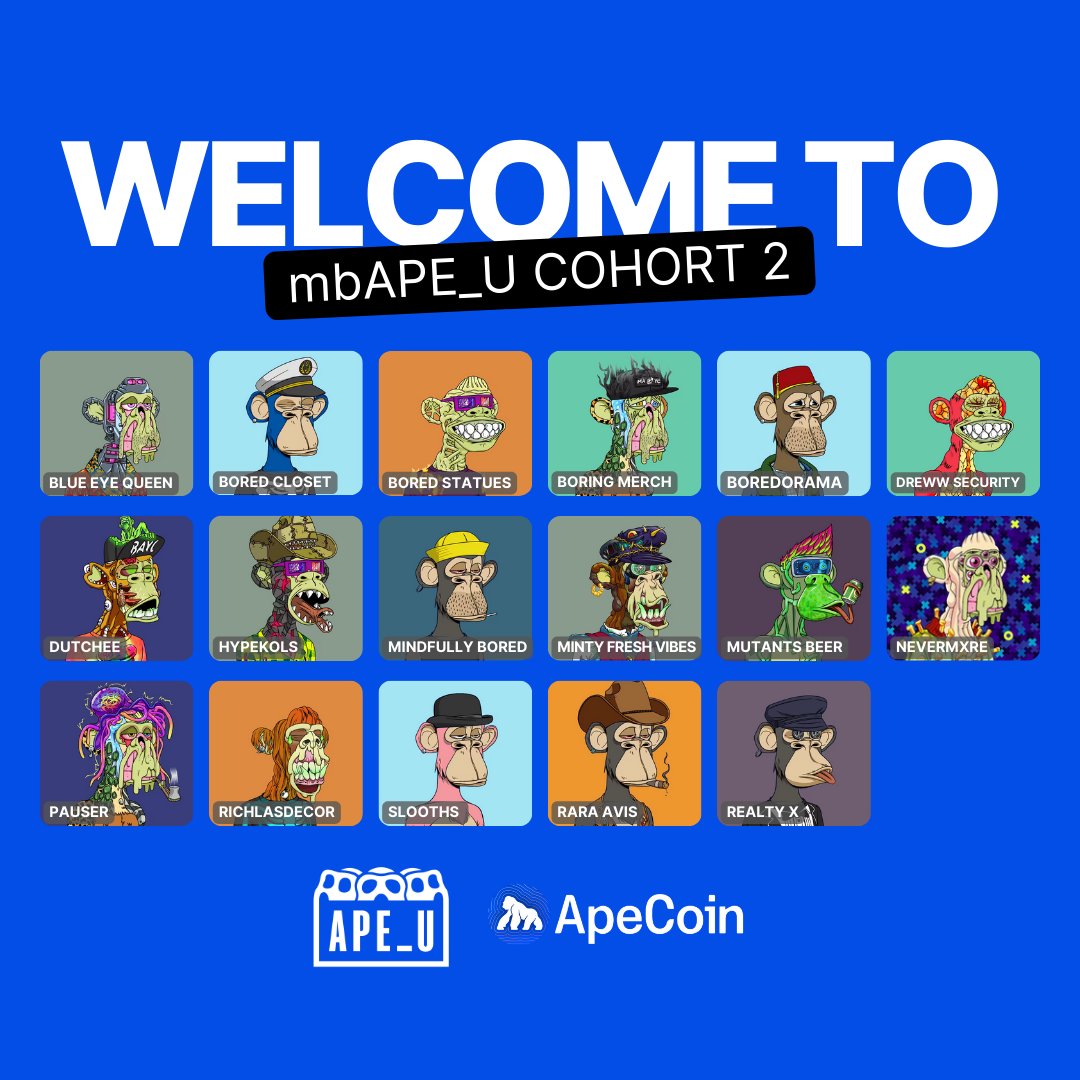 🚀 Cohort 2 of #mbAPE_U is officially LIVE!

After an incredible first round, we’re back—with a sharper focus on service providers building in the #MadeByApes ecosystem.

From marketers to manufacturers, this new cohort is all about helping MBA creators scale their services, grow