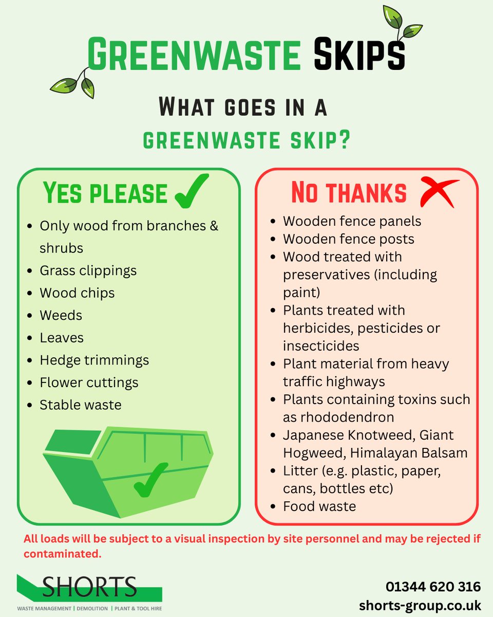 ShortsGroup's tweet image. Kind reminder to all our Green Waste Suppliers🌲 

Please always refer to this guide before placing any items into the green waste skip. Thank you for helping us keep green waste clean!💚

#greenwaste #waste #greenwasteskips #skiphire #recycling #sustainability