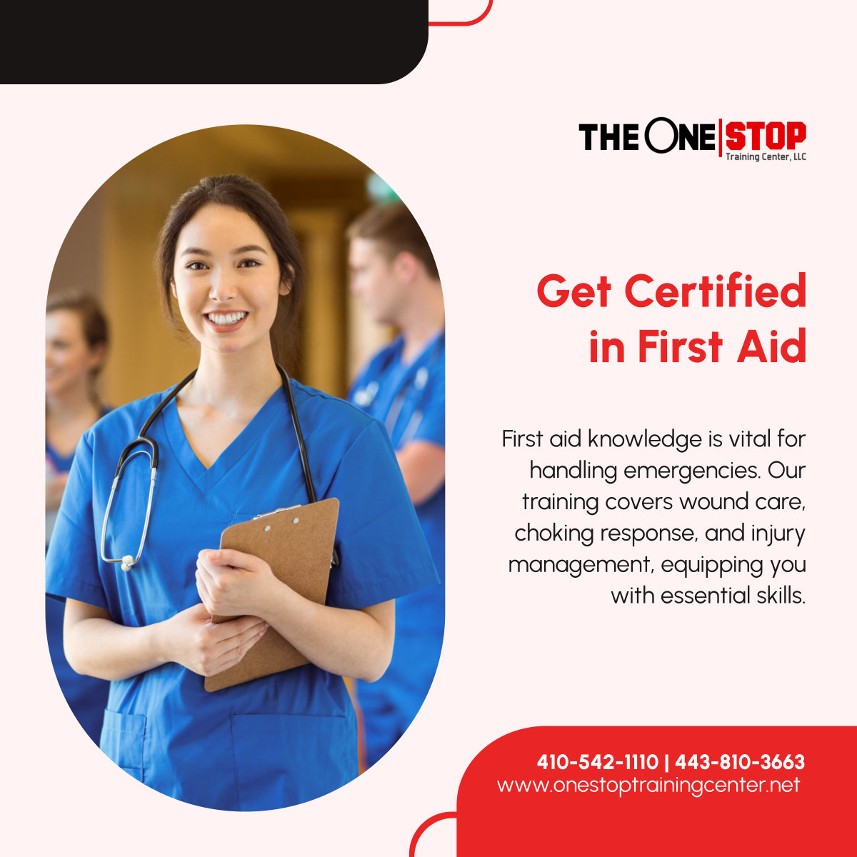 theonestoptc's tweet photo. Be ready for any emergency! Our first aid certification course provides hands-on training to help you respond confidently. Secure your spot today! 

#AssistedLivingAndCareTraining #BaltimoreMD #FirstAidTraining https://t.co/4qFCsqbyCJ