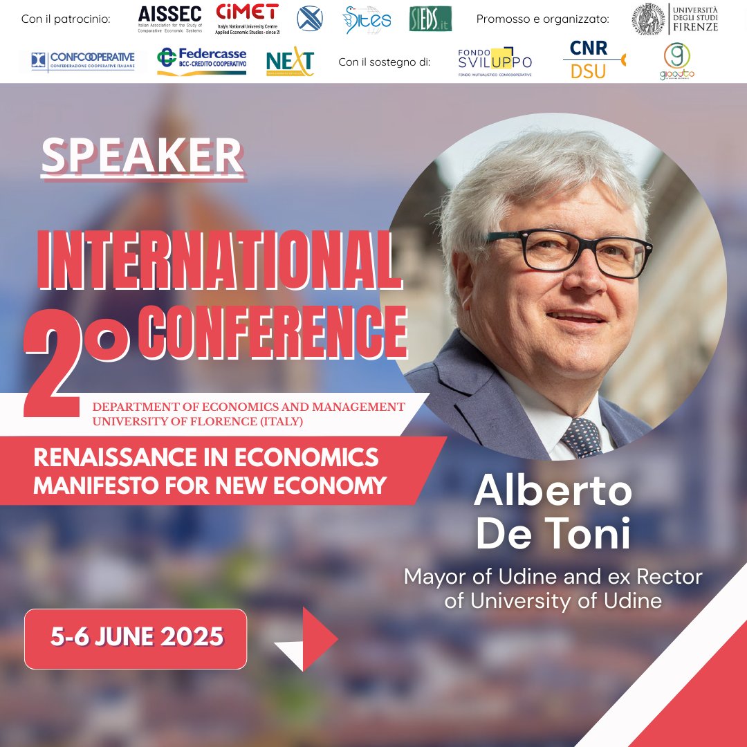 🌱 Come si realizza davvero il Bene Comune?

📅 Venerdì 6/6, h9:30 <a href="/UNI_FIRENZE/">Università di Firenze</a> 

Economia e politiche pubbliche, tra benessere soggettivo e azione collettiva. Con Bruno Frey, Paola Bonanni, Gatti, Di Loreto, De Toni, Proietti.

🔗 Programma &amp; iscrizioni: festivalnazionaleeconomiacivile.it/economic-renai…