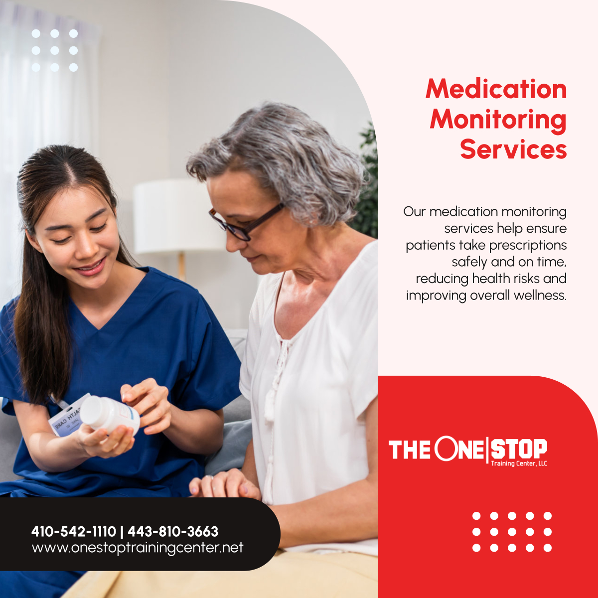 theonestoptc's tweet photo. Never miss a dose again! Our medication monitoring services provide peace of mind and ensure proper adherence to prescribed treatments. Contact us to learn more.

#AssistedLivingAndCareTraining #BaltimoreMD #HealthManagement https://t.co/9DjpRXjq0D