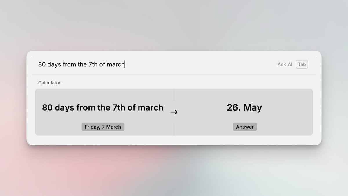 I love the <a href="/raycastapp/">Raycast</a> calculator.

It always surprises me how many use cases it covers 🔥