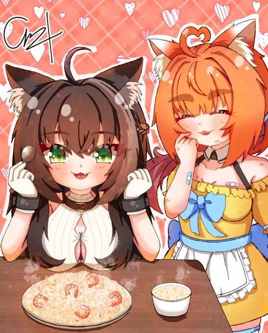 #あかはねこ  お友達に手料理をご馳走する、炒め飯料理なら得意なうちの娘! 