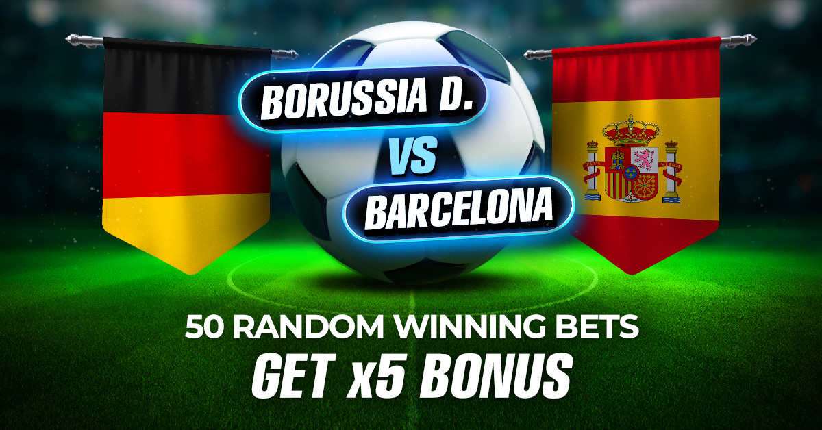 ⚽ BVB vs. Barcelona – The second leg showdown! ⚽

💥 Place your bets now and get ready for an incredible bonus! 𝟓𝟎 𝐥𝐮𝐜𝐤𝐲 𝐰𝐢𝐧𝐧𝐞𝐫𝐬 will have their 𝐰𝐢𝐧𝐧𝐢𝐧𝐠𝐬 𝐦𝐮𝐥𝐭𝐢𝐩𝐥𝐢𝐞𝐝 𝐛𝐲 𝐱𝟓! 🤑

📲 Bet now ➡️ pokerist.com/3ab