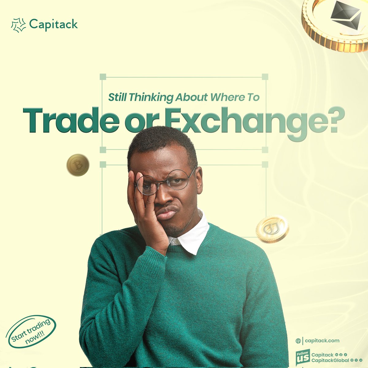 CapitackGlobal's tweet photo. Still thinking about where to trade? Visit https://t.co/G7BAZvSaWm today!

You can Buy, Sell, & Swap 50+ cryptocurrency seamlessly on Capitack with NGN/GBP/EUR. 

#Crypto #Cryptocurrency #Altcoin #Blockchain #Bitcoin #Ethereum $btc #CryptoTrading #CryptoNews #SOLANA  #CryptoMarket $eth