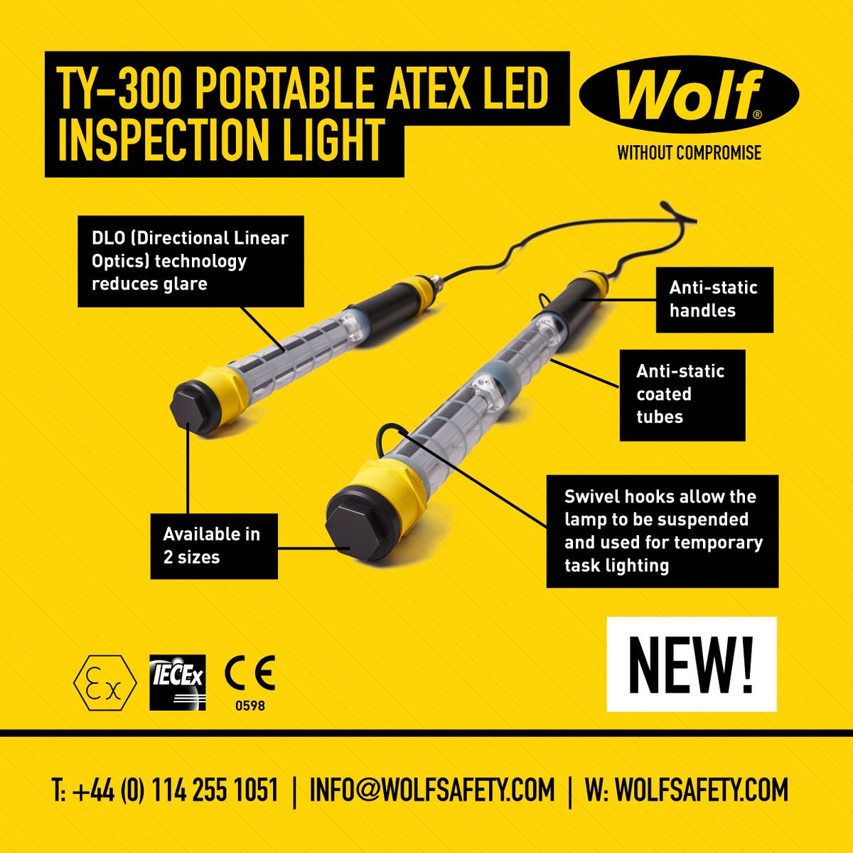 Available Now!

• 1,390 lumens!
• DLO (Directional Linear Optics) for reduced glare!
• User-serviceable low-maintenance design

Our new TY-300 is a compact and lightweight, portable ATEX Zone 1/21 LED inspection lamp.

Read more here bit.ly/425VBBX