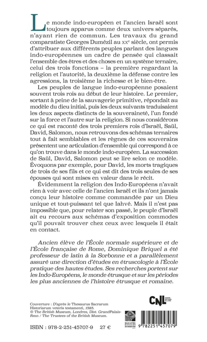 Dominique Briquel - Les Rois d'Israël

Saül, David, Salomon

Essai comparatif

À paraître en juin aux Belles Lettres