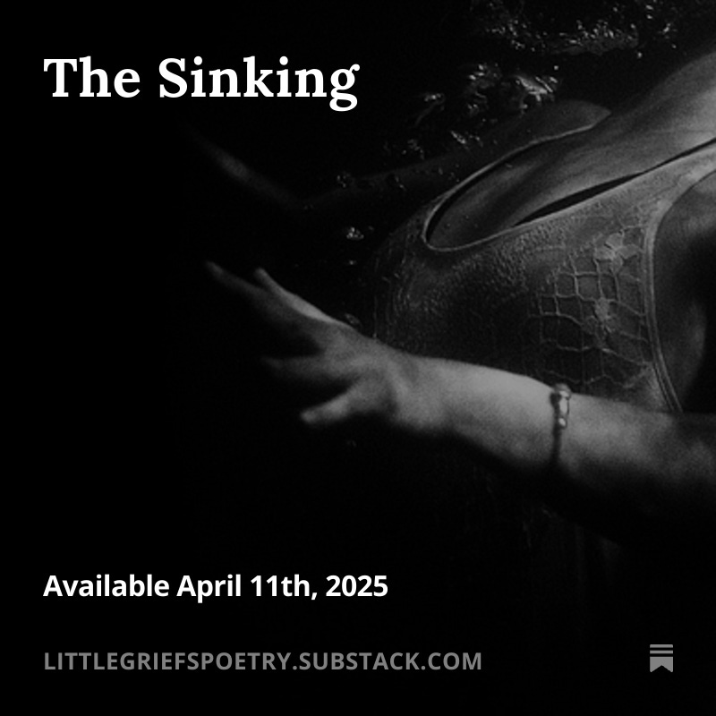 My new poem, 'The Sinking' - out today on Substack.

Please consider #subscribing for free or with a modest paid subscription to support my work👇
littlegriefspoetry.substack.com

🙏

#Poetry #Poem #Grief #Poemaboutgrief #Loss #Sorrow