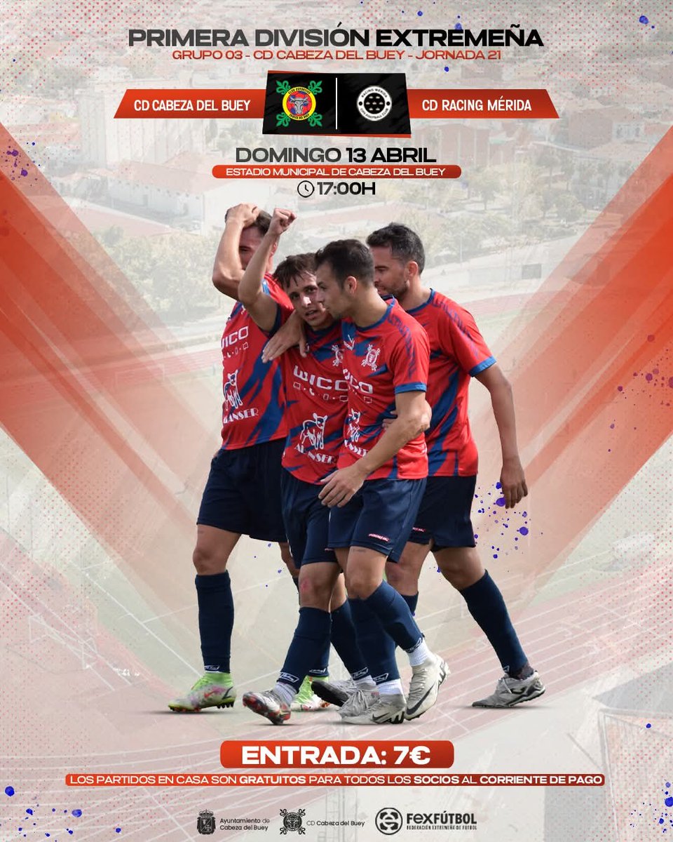 CDCabezaDelBuey's tweet photo. 🔴 JORNADA 21! - LLENEMOS EL MUNICIPAL!

@CDCabezaDelBuey
🆚
@RacingMeridaCFC

🗓️ Domingo 13 de Abril
⏰ 17:00
🏟 Estadio Municipal de Cabeza del Buey

#aupacabeza https://t.co/IaMm00qFyd