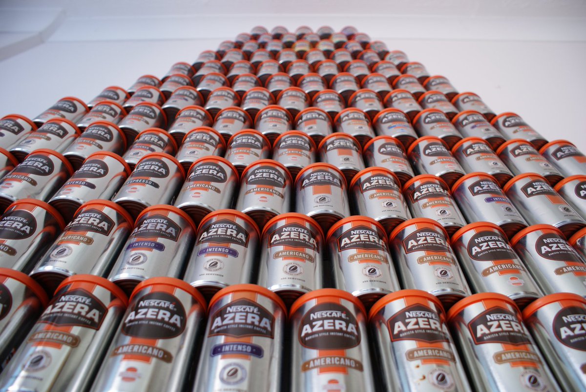 During lockdown in 2020, I finally found the time to photograph "Mount Azera". Just over three years in the making, it was 200 tins, 20 wide at the base, 20 kg of finely-powdered coffee, a nominal 11,000 servings, about £600 to purchase, but to me and <a href="/mspillman/">Mark Spillman</a>, priceless.