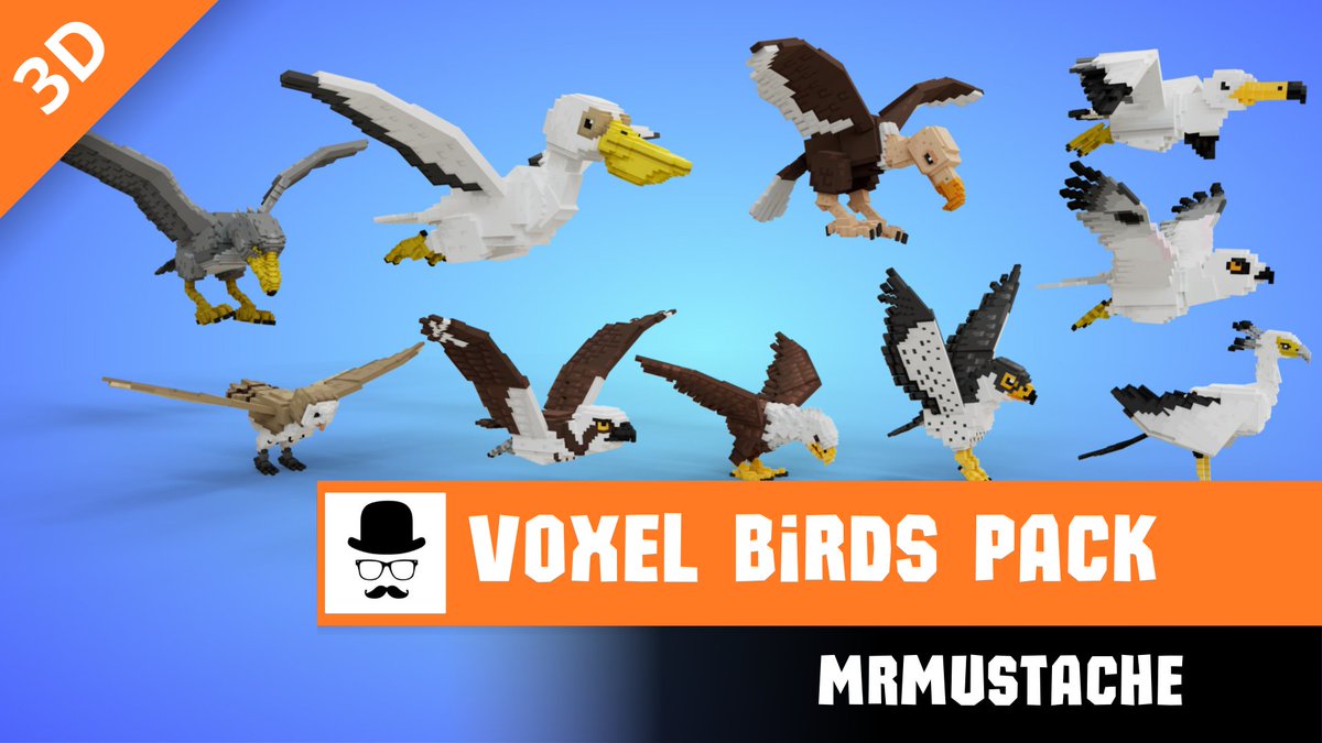 MrM_Games's tweet photo. Voxel Birds Pack : A collection of 10 animated voxel birds animals

Check: https://t.co/CEpcl2eGMq

🎁 Support: https://t.co/Qi7mMvGdrF 

#voxel #voxelart #gamedev #gamedevelopment #indiedev #Animals #unity3d #3dmodel #lowpoly #cartoon #solodev #3d #godot #UnrealEngine #birds https://t.co/gnCT9Slerm
