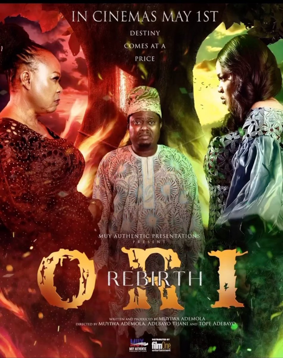 🟠📸 Poster | <a href="/Authenticmuy1/">Muyiwa Ademola Authentic</a> <a href="/toyin_abraham1/">TOYIN ABRAHAM AJEYEMI</a> <a href="/SolaSobowaleTKV/">Sola Sobowale</a> stars in official poster for ORI REBIRTH 
THE BATTLE LINE HAS BEEN DRAWN ⚔️ It is BLOOD for BLOOD! 🩸 SOUL for SOUL 🩸 ORIrebirth hits the cinemas on May 1st.
Distributed by <a href="/FilmOneng/">FilmOne Entertainment</a> 

#partyjollofafrica #nollywood