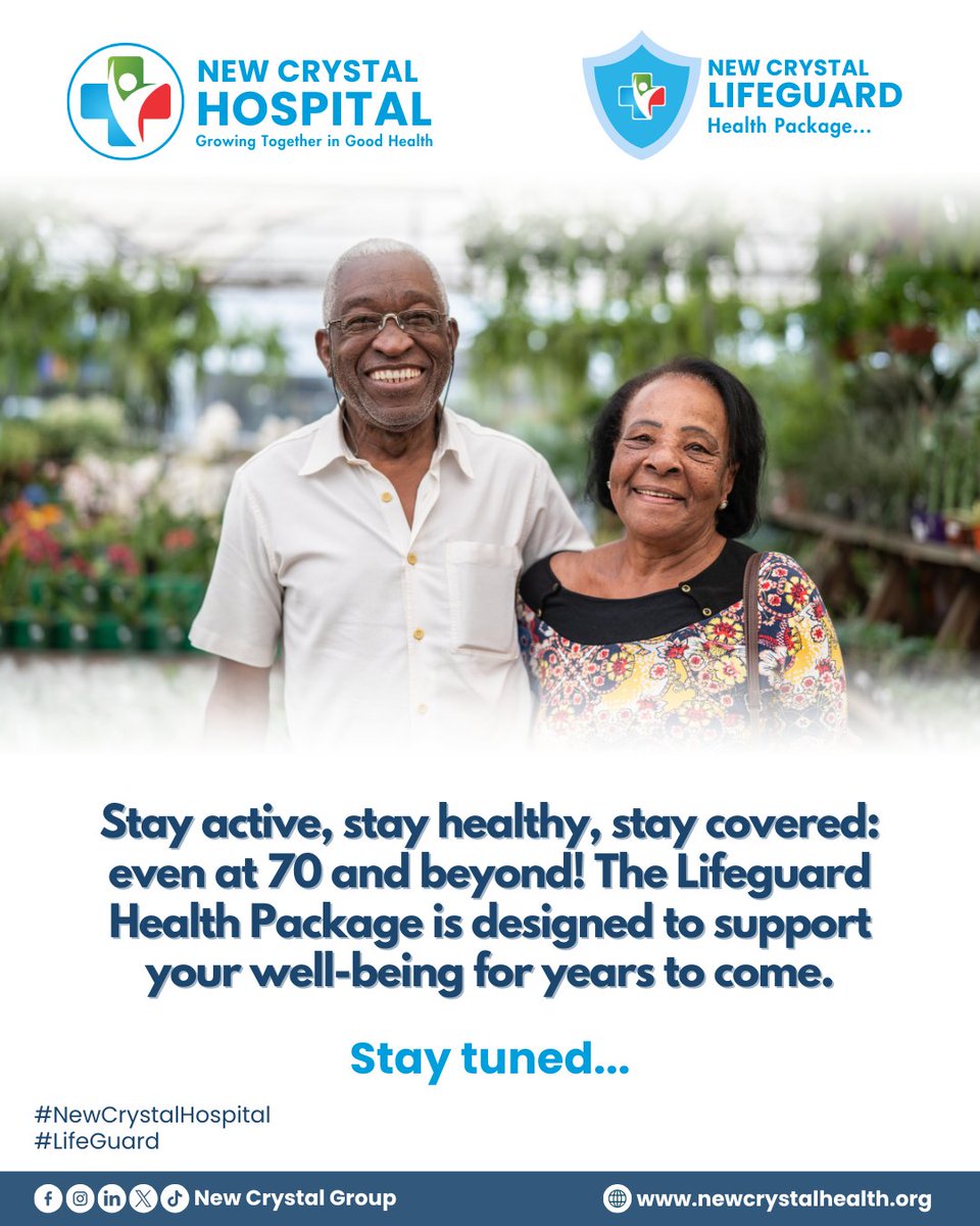 NewCrystalGroup's tweet photo. New Crystal Life Guard Health Package!
Imagine a health plan that ensures you get the care you need at every stage of life, helping you stay active, healthy, and happy for decades.
Stay tuned!
#NewCrystalHospital #LifeGuard #Healthpackage #Accra #Ghana https://t.co/AHs1MwBDQx
