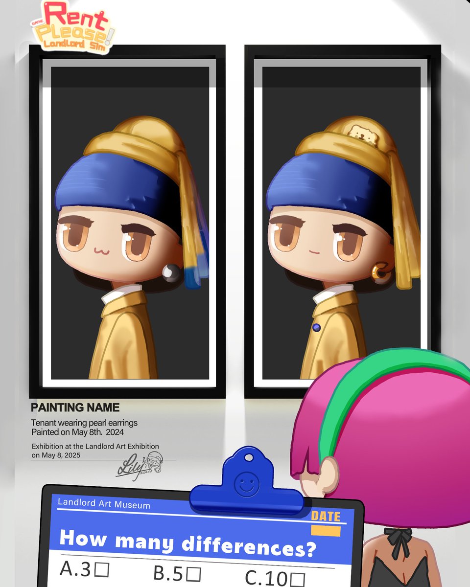 #FunwithMia
🧐Spot the difference challenge!
🎀Our girl’s got some sneaky style swaps
🤔Can you catch them all?

#RentPleaseLandlordSim #Free #Cute #Comforting #Easy #Game #mobilegame #simulationgame