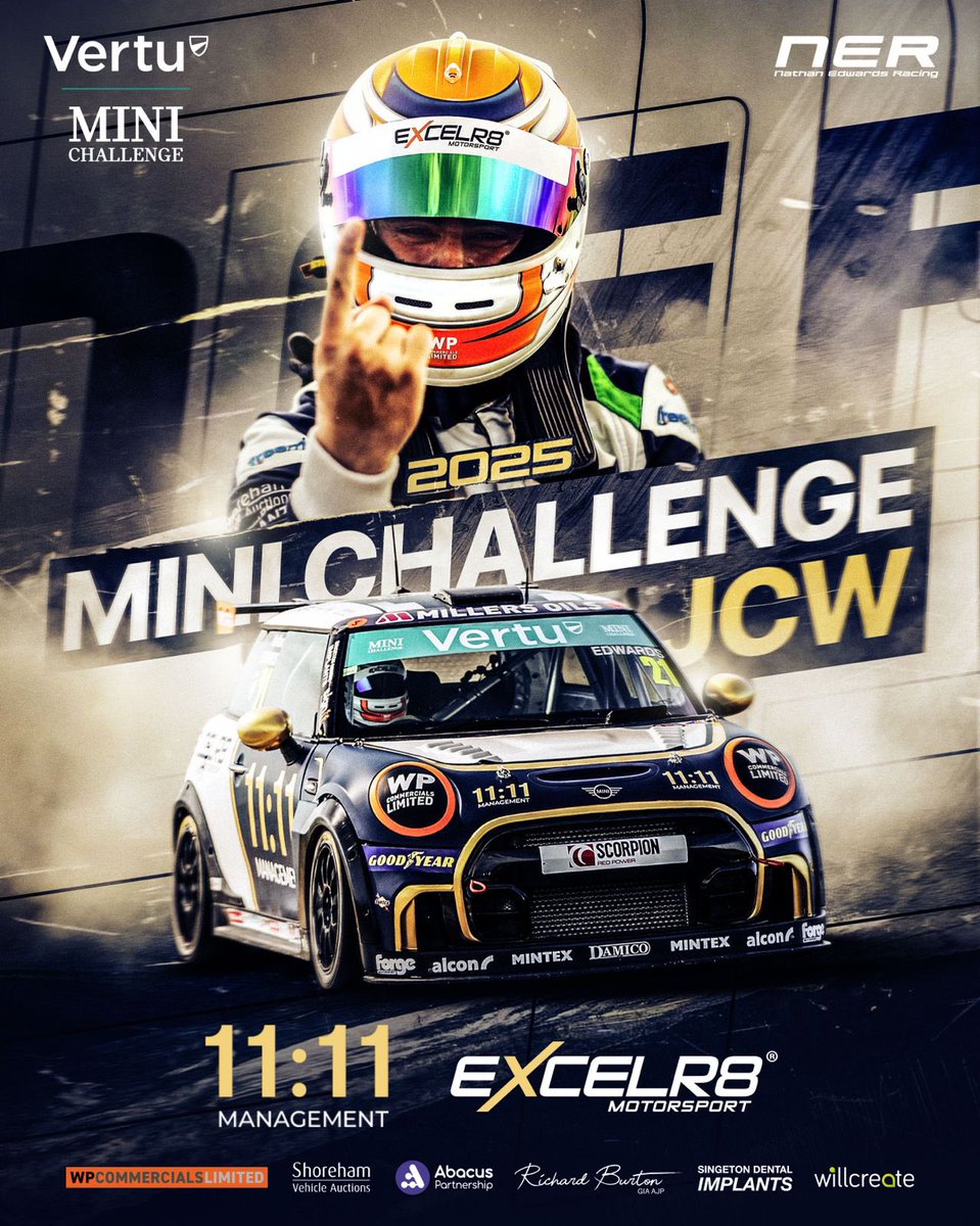 NathanEdwards21's tweet photo. 📣 2025 ANNOUNCEMENT - WE’RE BACK! 📣

After an incredible rookie year, it’s time for chapter two. 2025 @MINIChallengeUK JCWs with @Excelr8M.

A massive thank you to everyone who has made this happen, full focus on R1 at Donington Park in 2 weeks.

We’re coming for it 🏆

#NER21 https://t.co/91h0wiB3W0