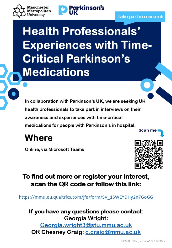 GJBrainResearch (@gjbrainresearch) on Twitter photo 🚨 New study alert! 🚨 In collaboration with <a href="/ParkinsonsUK/">Parkinson's UK</a>, we're recruiting healthcare professionals from hospital wards for the ‘Get it on Time’ campaign. Share your experiences with time-critical meds! 🏥💊
#WorldParkinsonsDay
🔗mmu.eu.qualtrics.com/jfe/form/SV_1S… 🚨 New study alert! 🚨 In collaboration with <a href="/ParkinsonsUK/">Parkinson's UK</a>, we're recruiting healthcare professionals from hospital wards for the ‘Get it on Time’ campaign. Share your experiences with time-critical meds! 🏥💊
#WorldParkinsonsDay
🔗mmu.eu.qualtrics.com/jfe/form/SV_1S…