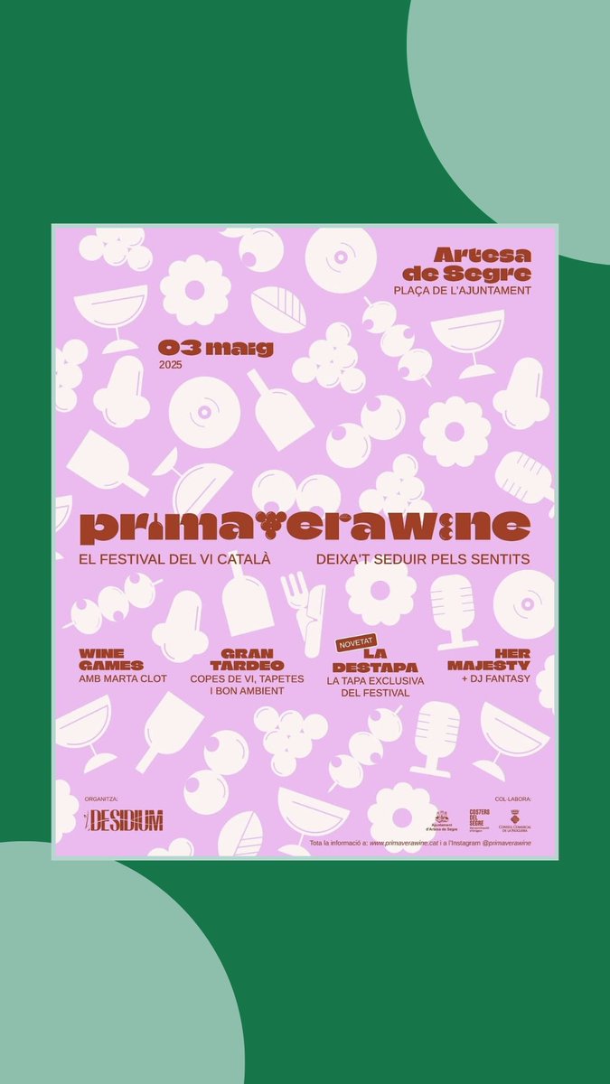 DO_CostersSegre's tweet photo. Agafa paper i boli 👉🏻Activitats previstes per les pròximes setmanes:
- Rosselló Wine Fest (26 abril)
- Aplec de primavera a Castell del Remei (27 abril)
- Primavera Wine a Artesa de Segre (3 de maig)
- Lagravera Fest (17 de maig)
- Cota festival de vins d'altura (31 de maig) https://t.co/J90NYjlur9