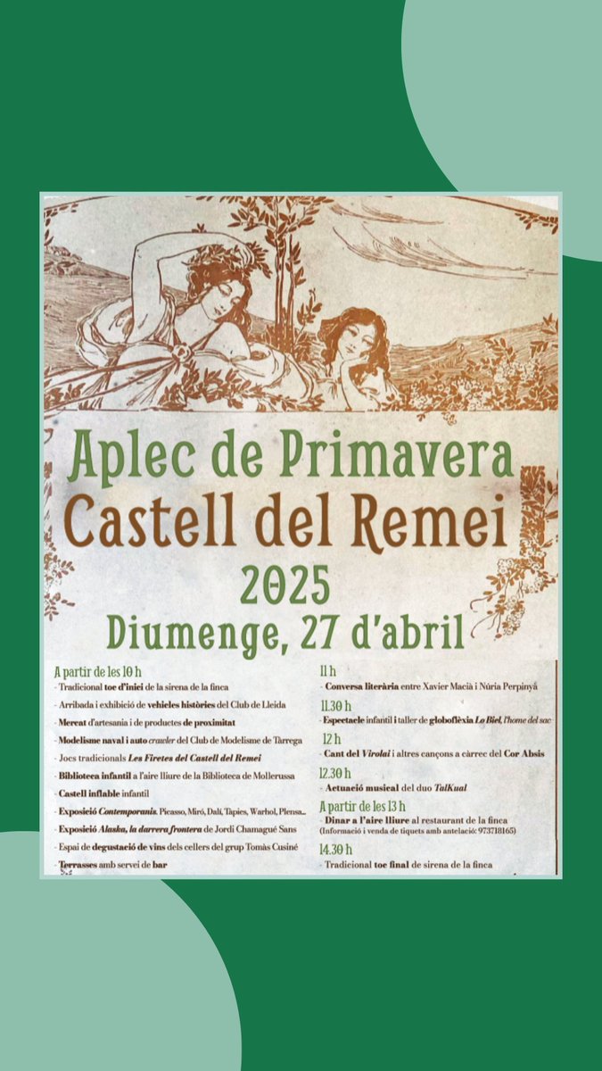 DO_CostersSegre's tweet photo. Agafa paper i boli 👉🏻Activitats previstes per les pròximes setmanes:
- Rosselló Wine Fest (26 abril)
- Aplec de primavera a Castell del Remei (27 abril)
- Primavera Wine a Artesa de Segre (3 de maig)
- Lagravera Fest (17 de maig)
- Cota festival de vins d'altura (31 de maig) https://t.co/J90NYjlur9