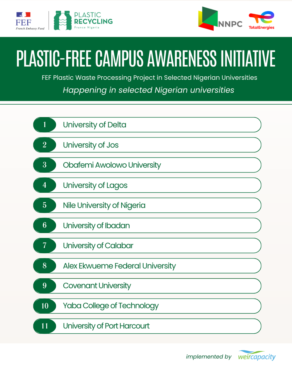 FranceInNigeria's tweet photo. 🌍 Join us for the digital launch of the #PlasticFreeCampus Campaign!

🗓️ April 15, 2025
🕒 3 PM | 📍 Zoom
Learn, engage &amp; take action on plastic pollution on your campus.
Register now 👉: https://t.co/qXtUIhKgdl
#GetCreativeWithPlastic #WasteToWealth #FEFAwarenessCampaign https://t.co/JrQlDlvhRY