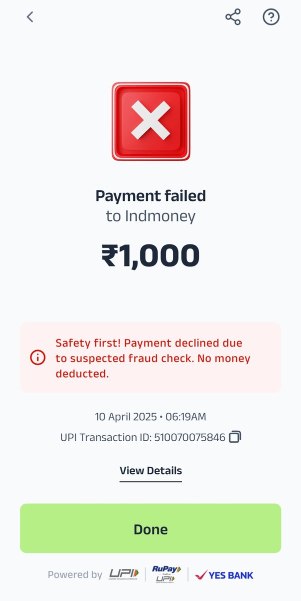 MPTET2020's tweet photo. @JioCare 1) When I try to invest in mutual funds or ETF through INDMONEY/GROW app the transaction declined all the time due to security reasons.
Why? I'm entering my UPI PIN correctly.
Won't you let me invest my money? 
Attached:SS &amp; complain ticket ID.
@JioCare @JioFinance1 @reliancejio https://t.co/ShJVb76fFB