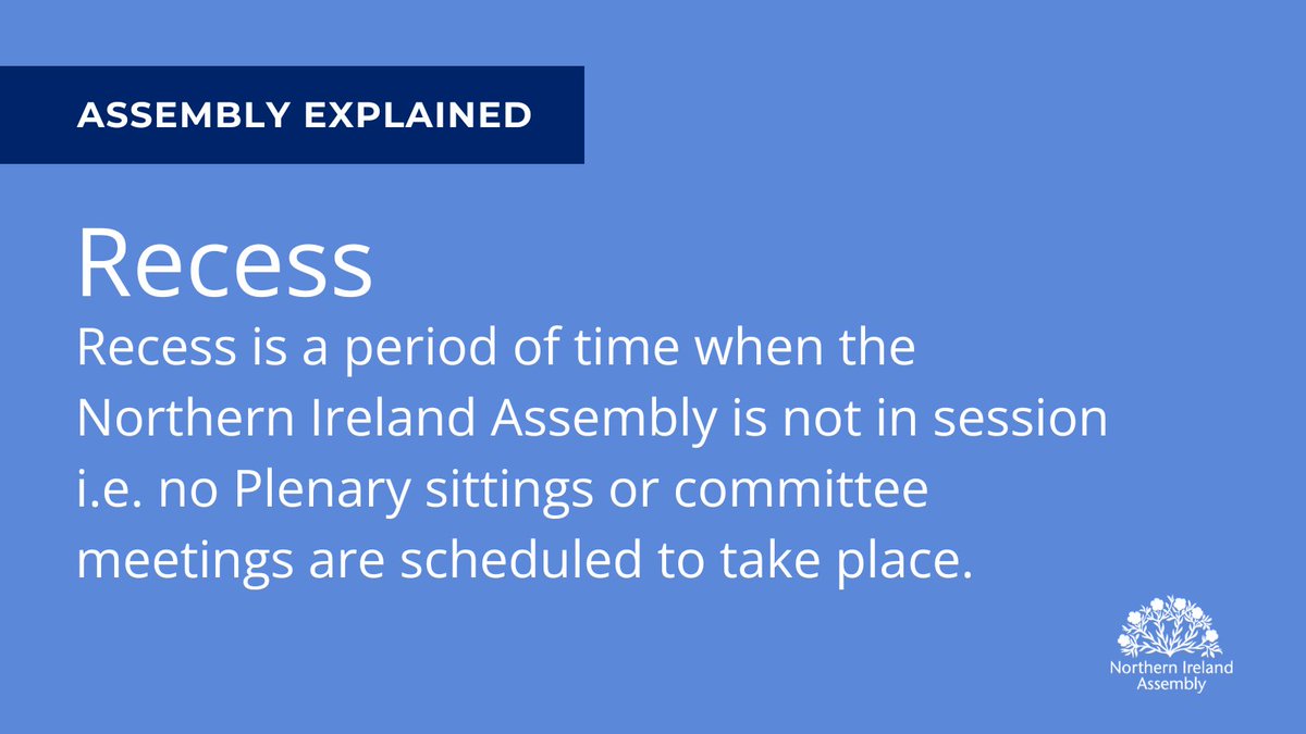 niassembly's tweet photo. The Assembly is in recess from 12 – 27 April. The next sitting is scheduled for 28 April. #AssemblyExplained https://t.co/TKJnYBHeML
