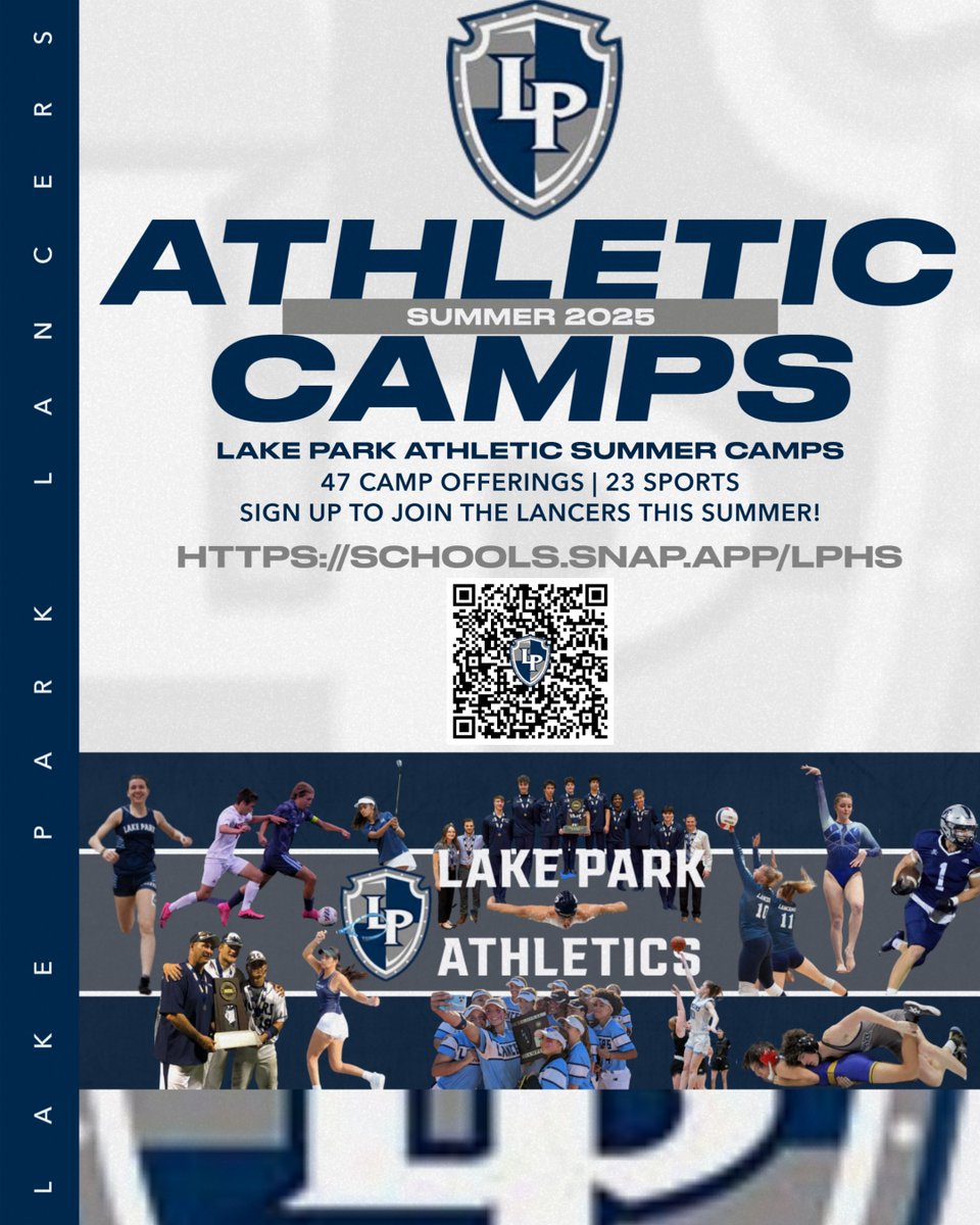 Join the Lancers this summer for our Athletic Summer Camps! #WeAreLakePark

ℹ️ Information | Registration: students.arbitersports.com/programs/2025-…