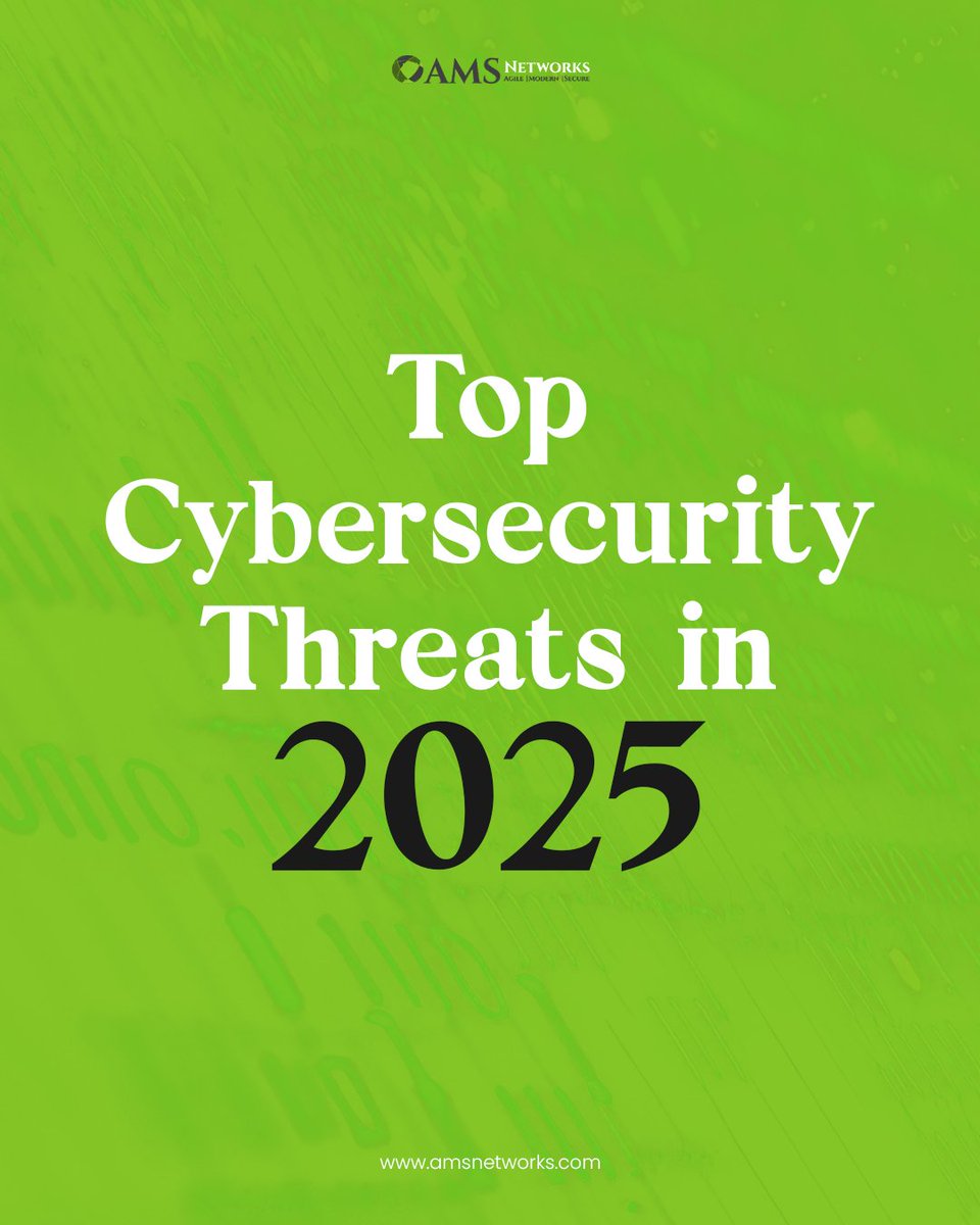 AMSNetworks's tweet image. ▪️  AI-Powered Attacks
▪️  Ransomware-as-a-Service (RaaS)
▪️  Insider Threats
▪️  Cloud Misconfigurations
▪️  Mobile &amp;amp; IoT Exploits
▪️  Phishing 2.0

🌐 amsnetworks.com

#CyberThreats2025  #CloudSecurityMatters   #AMSNetworksSecure