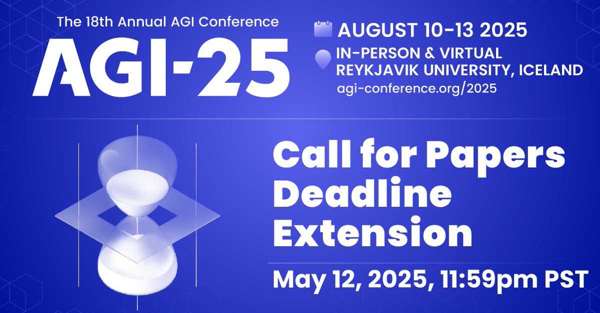 SingularityNET (@singularitynet) on Twitter photo The 18th Annual AGI Conference has received wide response and engagement, including a number of related communities looking to co-locate activities and join the proceedings.
To accommodate and include participants from all interested communities, the <a href="/AGI_Society/">The Artificial General Intelligence Society</a> has extended The 18th Annual AGI Conference has received wide response and engagement, including a number of related communities looking to co-locate activities and join the proceedings.
To accommodate and include participants from all interested communities, the <a href="/AGI_Society/">The Artificial General Intelligence Society</a> has extended