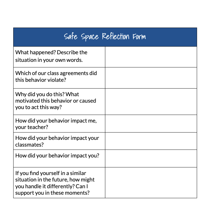 📝 Help your students learn from their missteps by pairing a consequence with a reflective practice before a conversation. 

Copy &amp; use my FREE #SafeSpace Reflection template for support: bit.ly/3D1QDsA   

#k12 #edchat