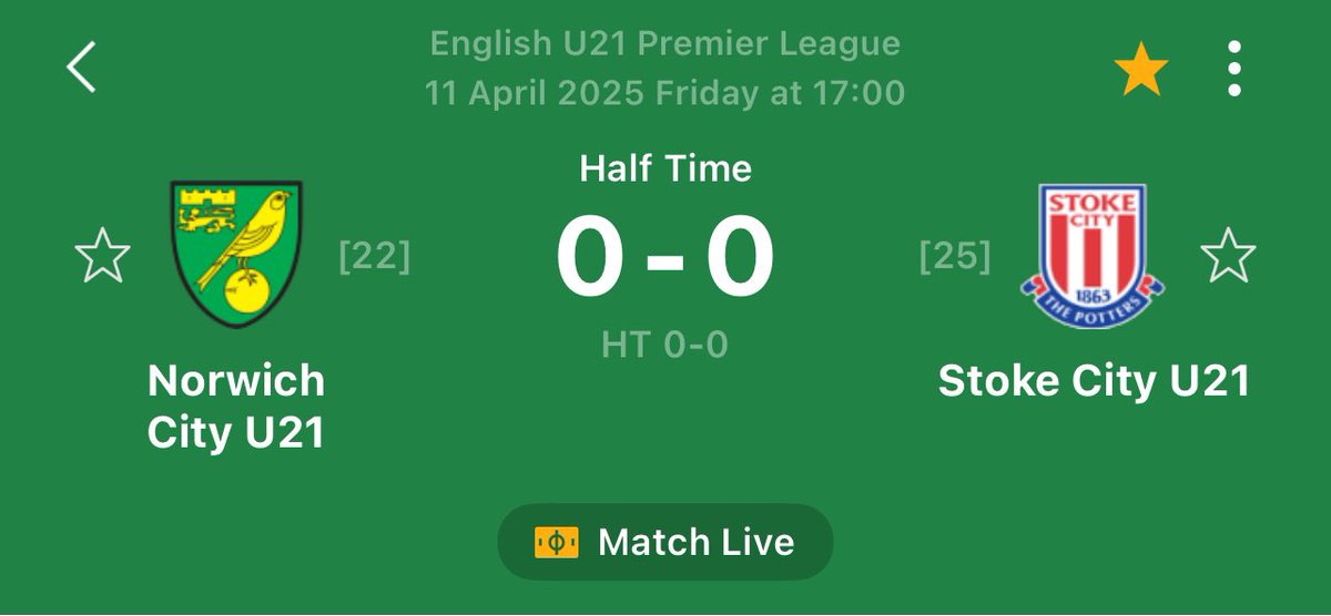 İNGİLTERE U21 LİGİ 🏴󠁧󠁢󠁥󠁮󠁧󠁿
NORWICH CITY U21 - STOKE CITY U21
-----------
TOPLAM GOL 1.5 ÜST > 1.50
TOPLAM GOL 2 ÜST > 1.96
KARŞILIKLI GOL VAR > 2.30
-------------
Dostlar ikinci yarı birazdan başlayacak. Bol şans ❤️‍🔥