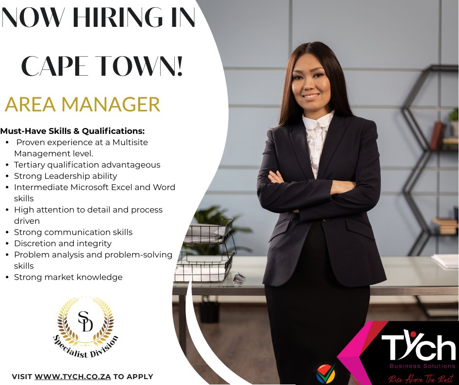 TychTeam's tweet photo. 🚨 We're Hiring in Cape Town!
Join a dynamic team as an Area Manager and drive excellence across multiple sites.
🌐 Apply now at https://t.co/yrK6NNfekZ

#TychBusinessSolutions #NowHiring #AreaManager #CapeTownJobs #LeadershipOpportunity #JoinOurTeam https://t.co/QjxGbkakfK
