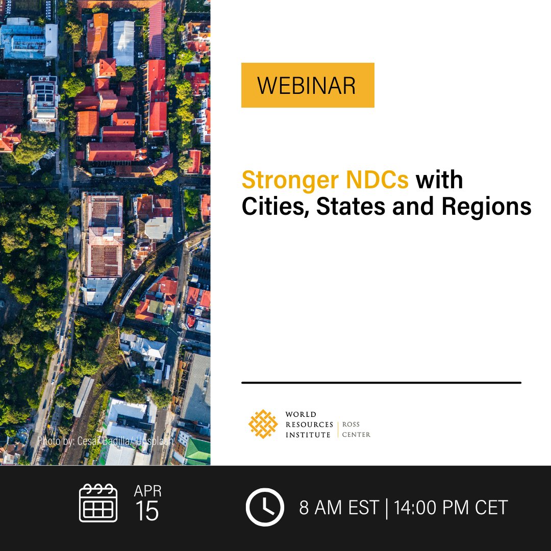 WRIRossCities's tweet photo. 2025 is the year for enhanced NDCs. How can national &amp; subnational govs collaborate better? 🤝

Our April 15 webinar brings experts &amp; CHAMP-endorsing countries together to share solutions.

📅 April 15
⏰ 14:00-15:00 CET

Register now: https://t.co/HqHpw4LpsQ https://t.co/FdQbaISAp8