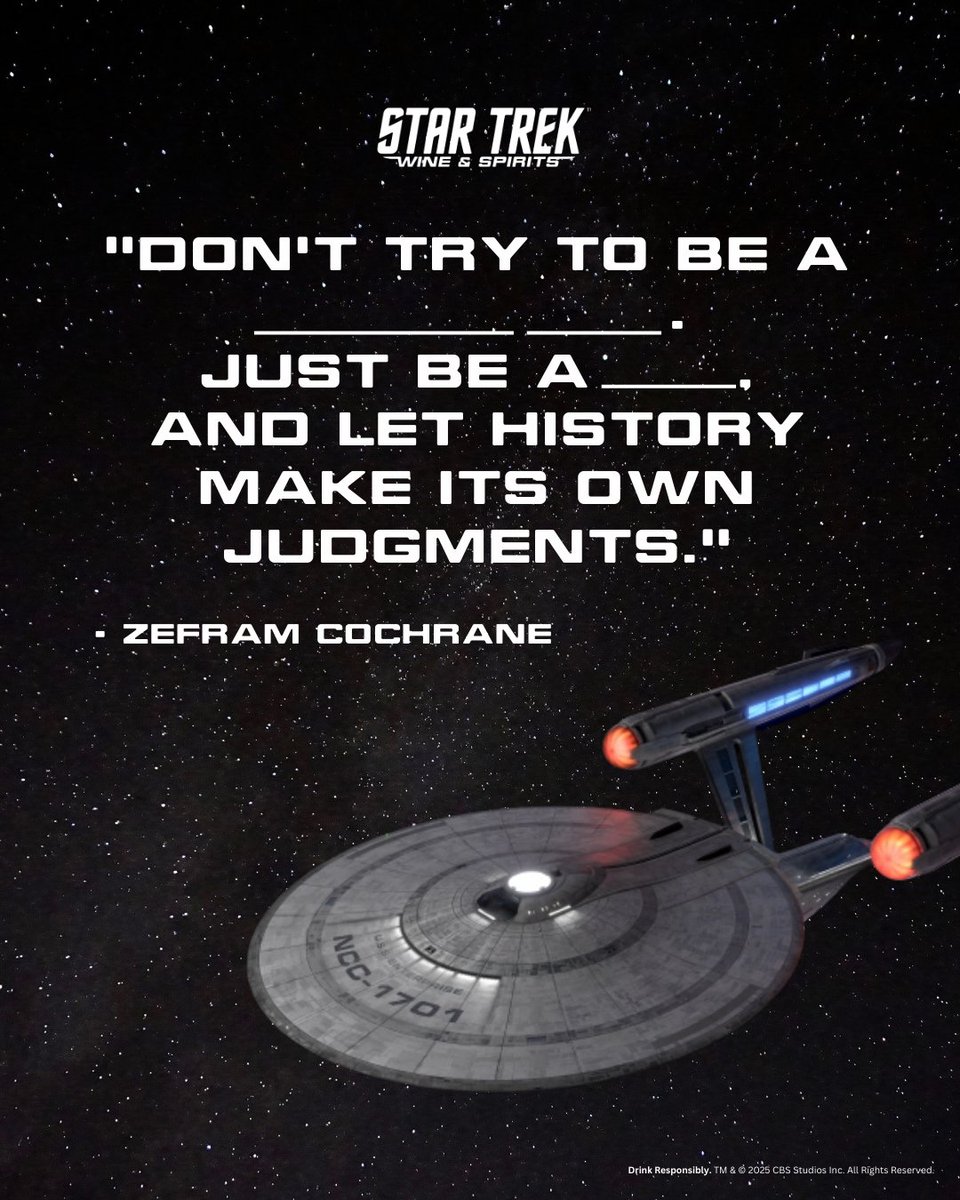 trekwinespirits's tweet photo. Time for another #TrekTrivia challenge! Can you finish this iconic Zefram Cochrane quote?

Leave your answers below. https://t.co/NBhOmsbgxv