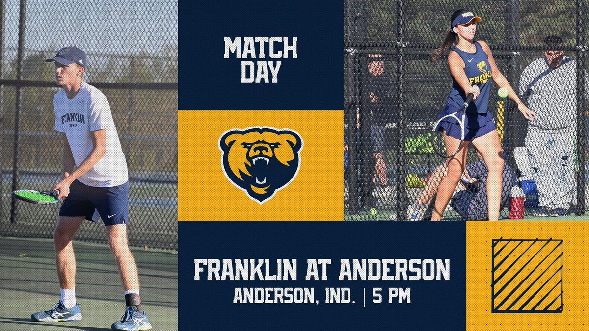 Franklin Grizzlies (@fcgrizathletics) on Twitter photo Conference play resumes for both @fcgrizmtennis & @fcgrizwten squads, as they head to Anderson for an HCAC matchup with the Ravens this evening. 
First serve is set for 5 PM.
Follow #TeamGriz live: tinyurl.com/mwr85byk Conference play resumes for both @fcgrizmtennis & @fcgrizwten squads, as they head to Anderson for an HCAC matchup with the Ravens this evening. 
First serve is set for 5 PM.
Follow #TeamGriz live: tinyurl.com/mwr85byk