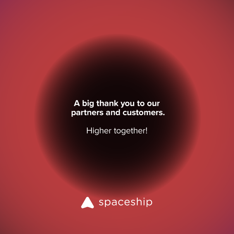 spaceship's tweet photo. In less than 2 years, we’ve made it to the Top 8 domain registrars for new gTLDs! A big thank YOU for being part of our journey. 💙 #SpaceshipTech #StartABetterStory