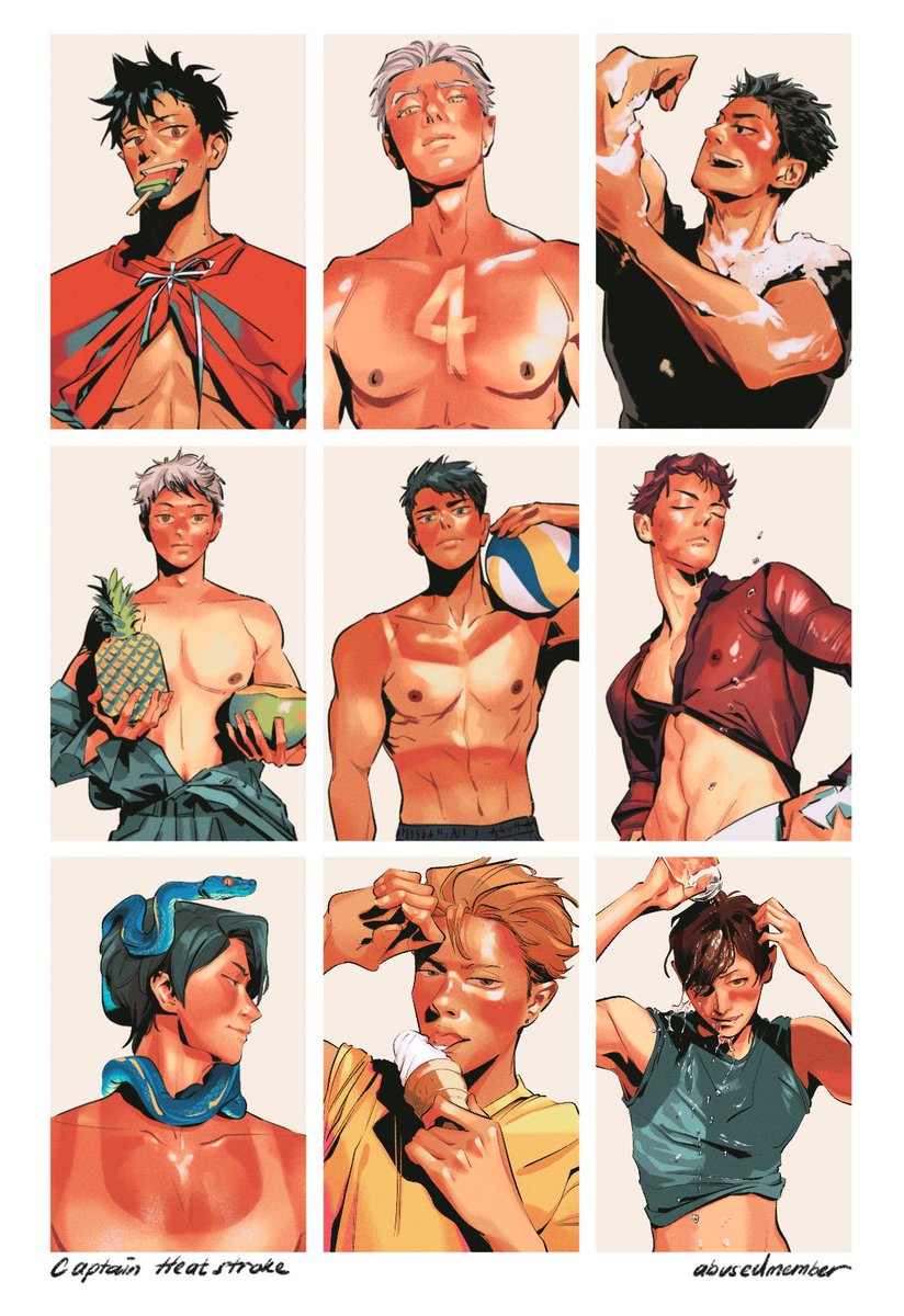 Are you ready for the heat? 🔥🥵
The captains have assembled and ready to take on this year's hot summer! 🏖️ 
#Haikyuu #ハイキュー 