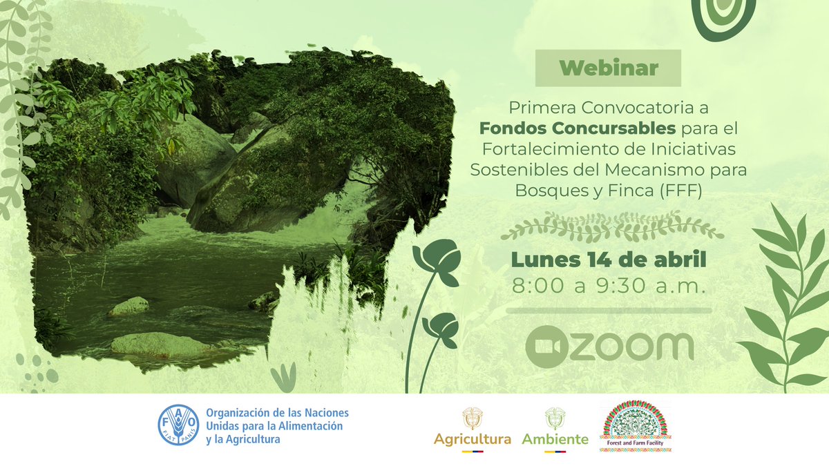 FAO_Colombia's tweet photo. 💰 Accede a fondos de hasta $100.000 de pesos
Organizaciones agrícolas y forestales del Pacífico, Caribe y Andina:
👉 Participa en el webinar sobre la Primera Convocatoria FFF
📅 14 de abril – 8:00 a.m.
🖥️ Inscripciones: https://t.co/O47fyJVR1o
#IniciativasSostenibles #FondosFFF https://t.co/0juRDq8pKV