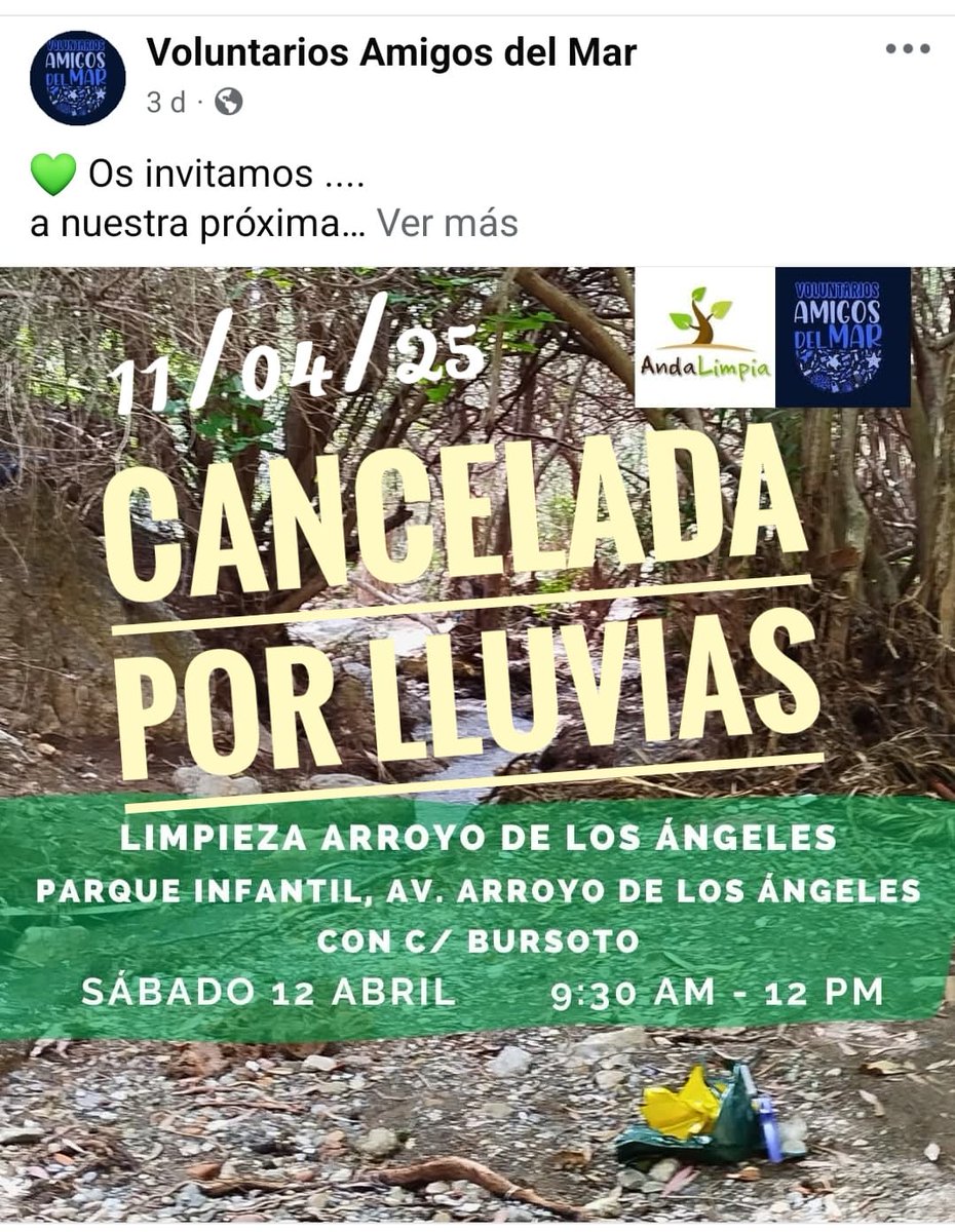 😔 Se cancela la recogida de residuos de mañana por la previsión de lluvias ☔️