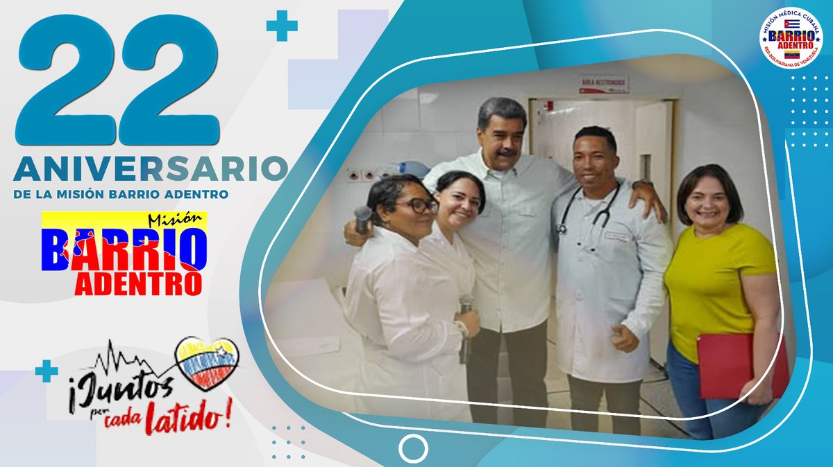 cubacooperaven's tweet photo. La Misión Barrio Adentro se convirtió en una de las expresiones máximas de la esencia humanista y amorosa de la Revolución Bolivariana. Gracias a  Fidel y Chávez,  es hoy la operación humanitaria más grande de la historia. ¡Viva Barrio Adentro! #AniversarioXXIIBarrioAdentro https://t.co/14Wy3wTidi