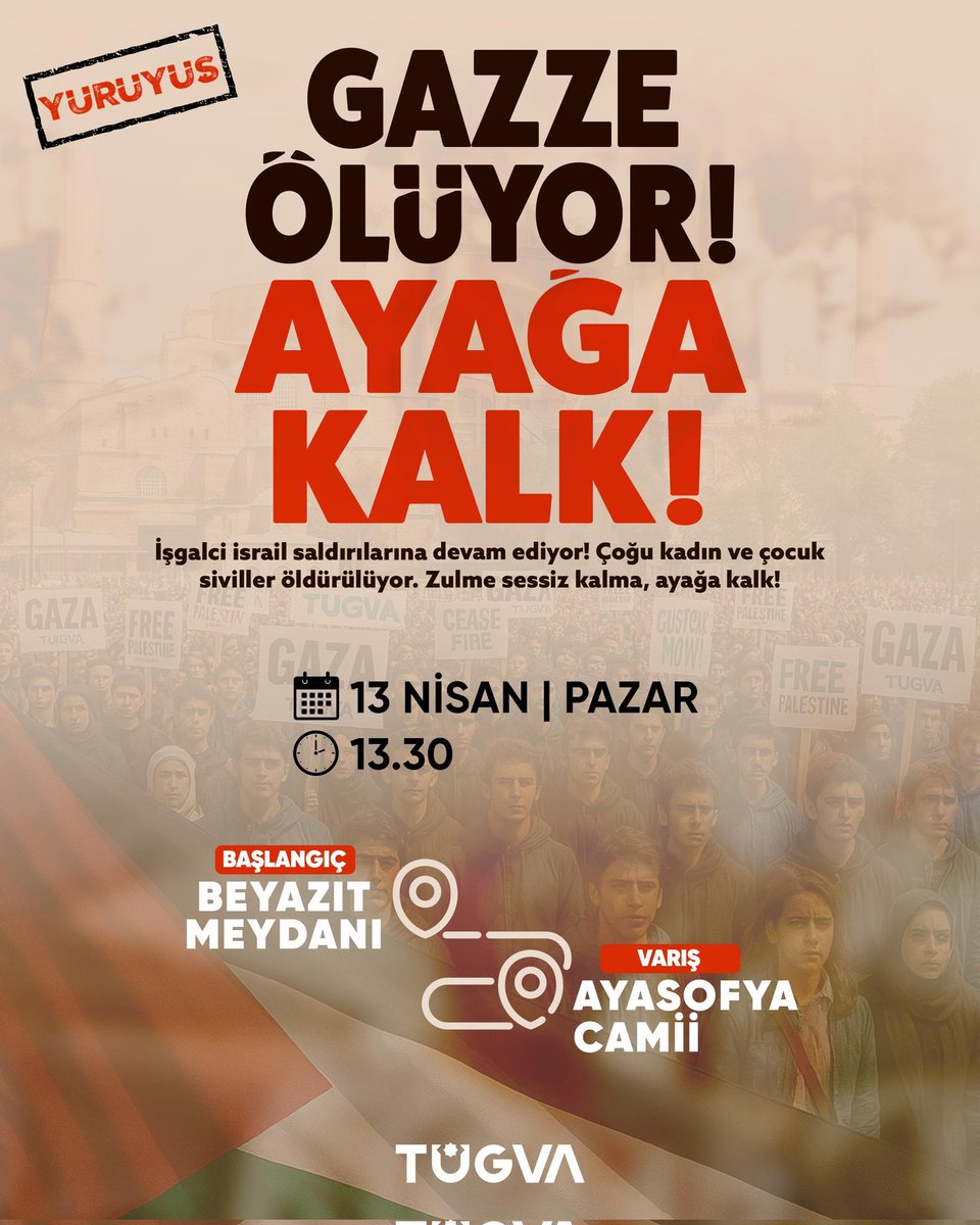 tugvalise's tweet photo. GAZZE ÖLÜYOR! AYAĞA KALK!

İşgalci israil saldırılarına devam ediyor! Çoğunluğu kadın ve çocuk olan siviller öldürülüyor!

13 Nisan Pazar günü saat 13.30'da Beyazıt Meydanı'ndan Ayasofya Camii'ye yürüyoruz.

SOYKIRIMA SESSİZ KALMA!

#GazaGenocide #FreePalestine 🇵🇸 https://t.co/fT7HOUHKQH