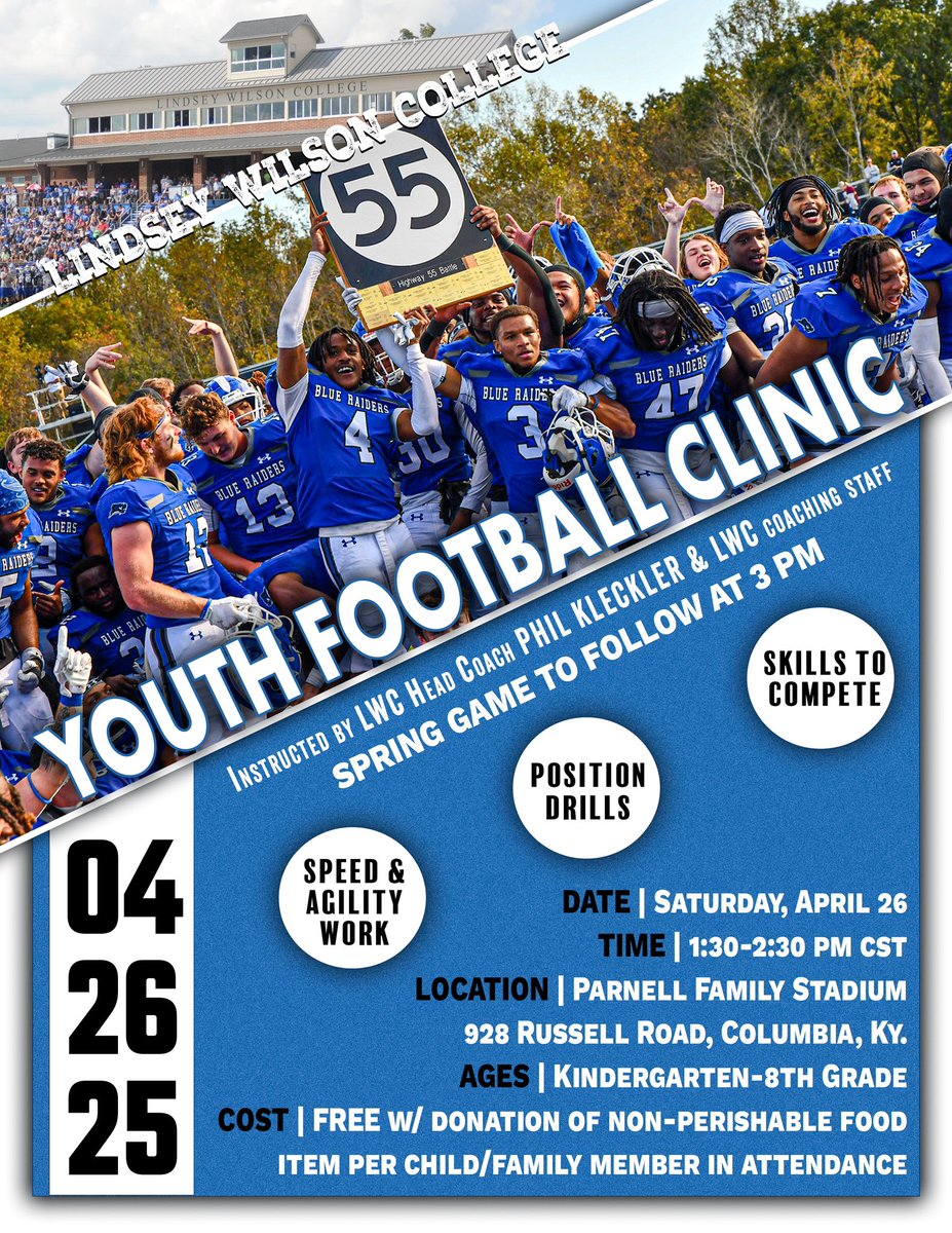 Excited to host our 4th Annual Youth Football Clinic!

#1and0