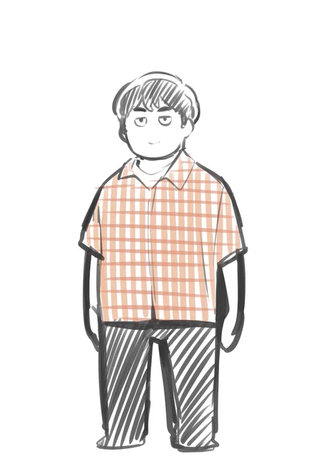 最近新しい服を買ったまたろうのイラスト 