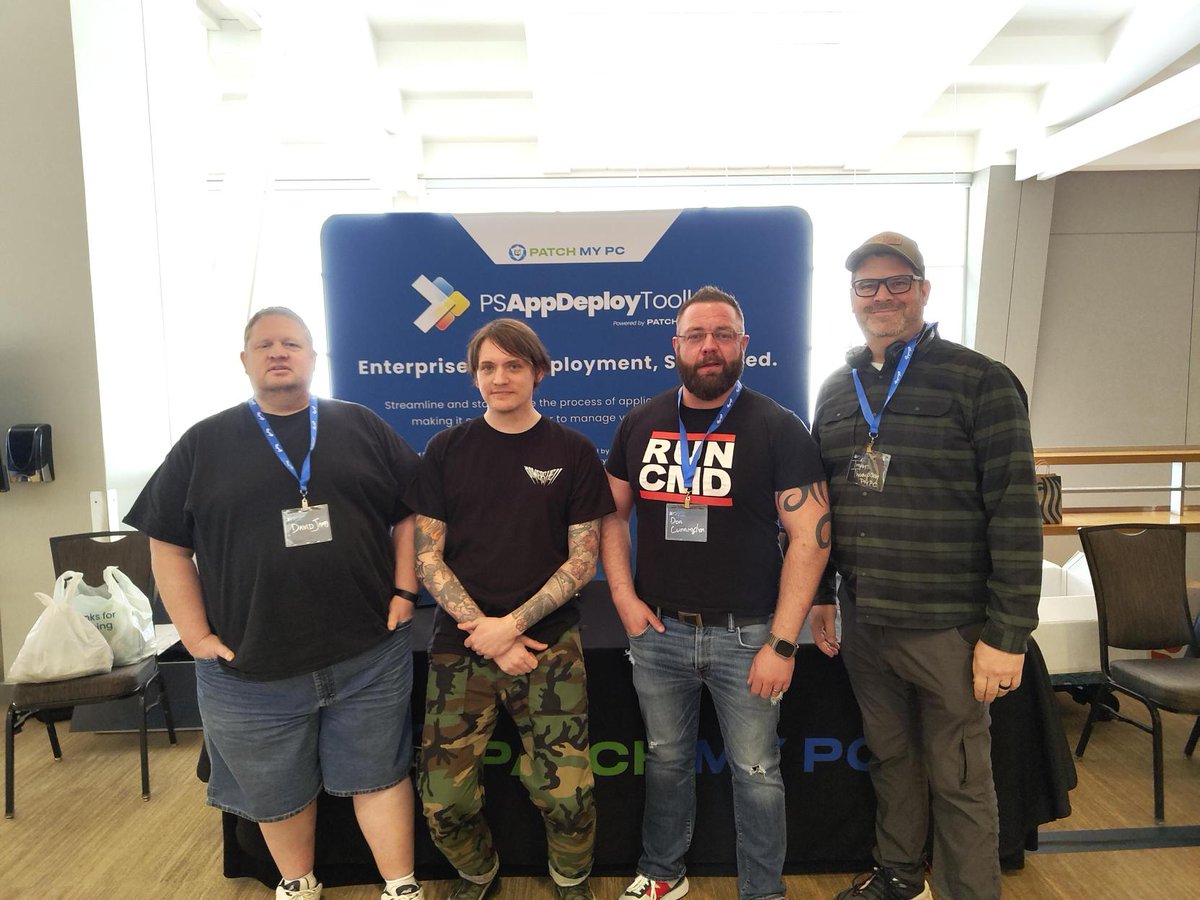 PatchMyPC's tweet photo. What a week at #PSHSummit! Huge thanks to the organizers and everyone who stopped by the #PatchMyPC booth. Lots of great convos, #PowerShell nerdery, and one lucky winner walking away with a PS5 ๐ Safe travels home, team! #DevOps #ITCommunity #PatchMyPCTeam https://t.co/hInHJhu555